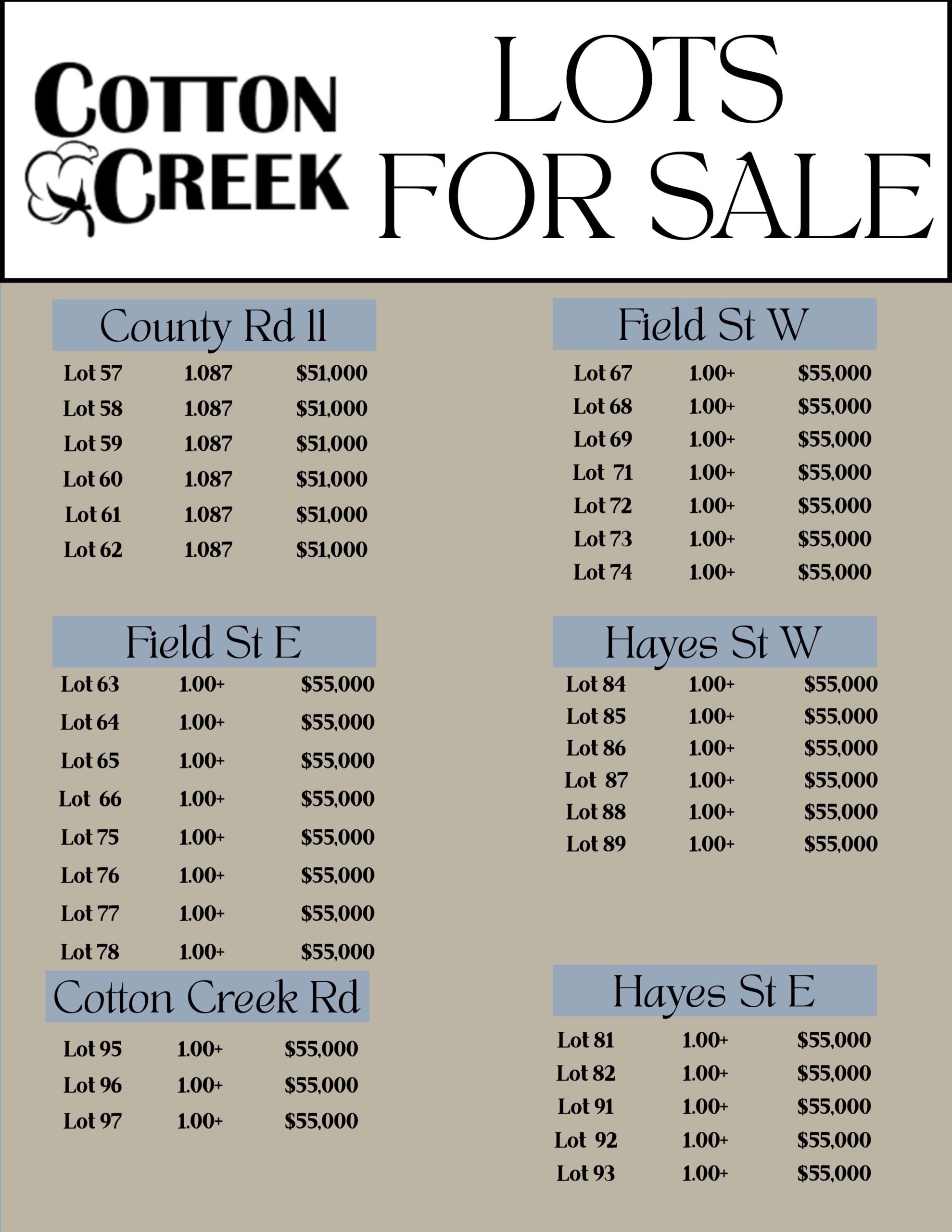 Cotton Creek Flyer - 1